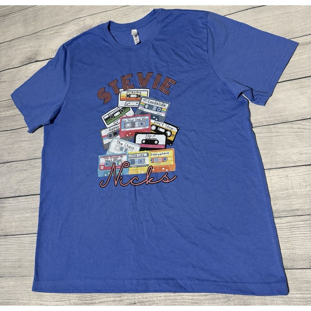 Stevie Nicks Cassette Singles Graphic T Shirt Size 2XL Rare Blue Colorful